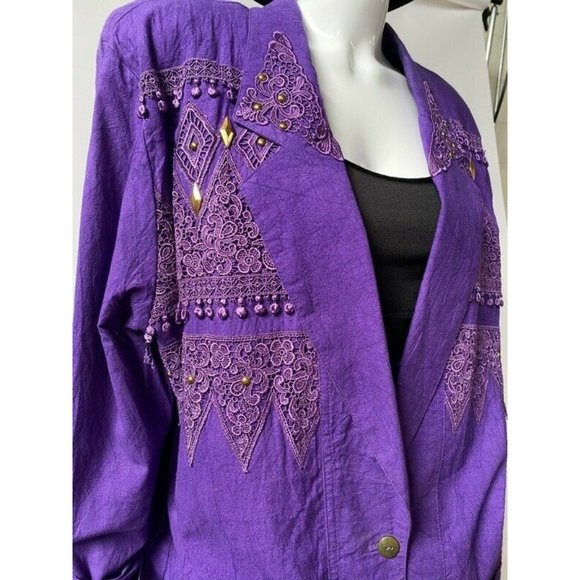 Womens 2 Piece Skirt Suit Purple Long Sleeve - Picture 3 of 8